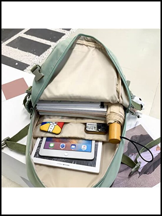 Kawaii Backpack with Bear Plush and Pin Accessories, Large Capacity Aesthetic main image 6